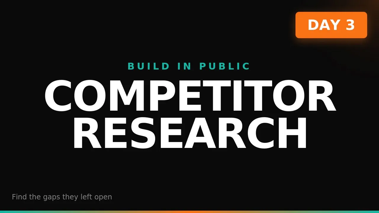 Build in Public Day 3: Competitive Deep Dive — Finding the Gaps